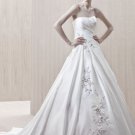 appliques satin ball gown sweetheart wedding dress E0014