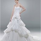Hot sale handmade flower designer satin wedding dress S0007