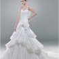 Hot sale handmade flower designer satin wedding dress S0007
