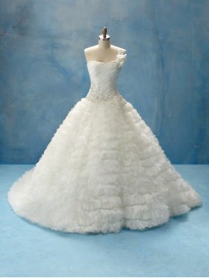Hot sale elegant designer A-line chiffin real sample wedding dress S0015