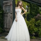 A-line crystal appliques beaded organza wedding dress S0025