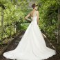 A-line crystal appliques beaded organza off sleeve wedding dress S0027