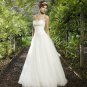 A-line crystal appliques beaded organza off sleeve wedding dress S0027