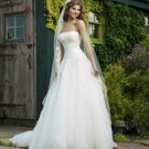 A-line  appliques beaded organza wedding dress S0028