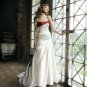 A-line designer white and red satin elegant wedding dress S0034
