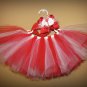 Red and White Tutu and matching bow