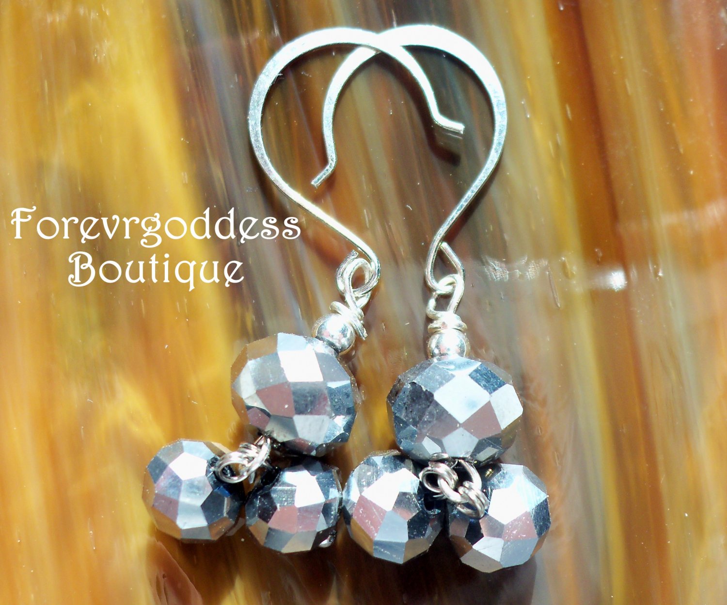 Silver matte double drops earring