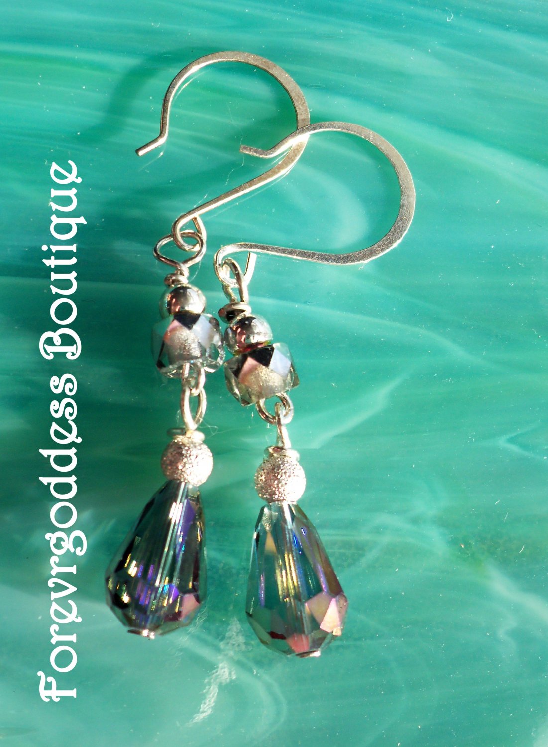 Grey tear drop and silver