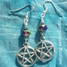 Rainbow  rondelle  crystals and Pentagram  earrings