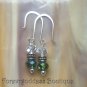 Forest green / white crystals earrings