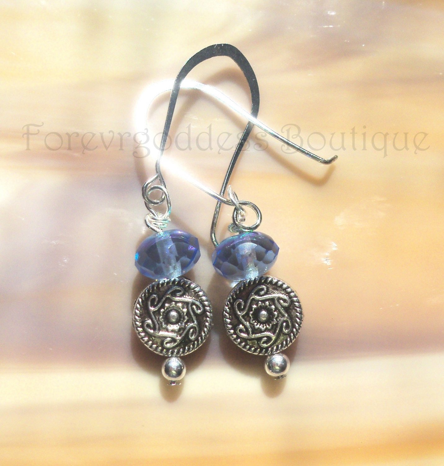 SKY Blue crystals with Indian swirls earrings