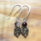 Burnt Purple crystals with Indian swirls earrings