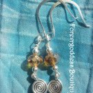 Yellow crystals and Swirl  earrings