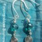 Teal crystals and Swirl  earrings