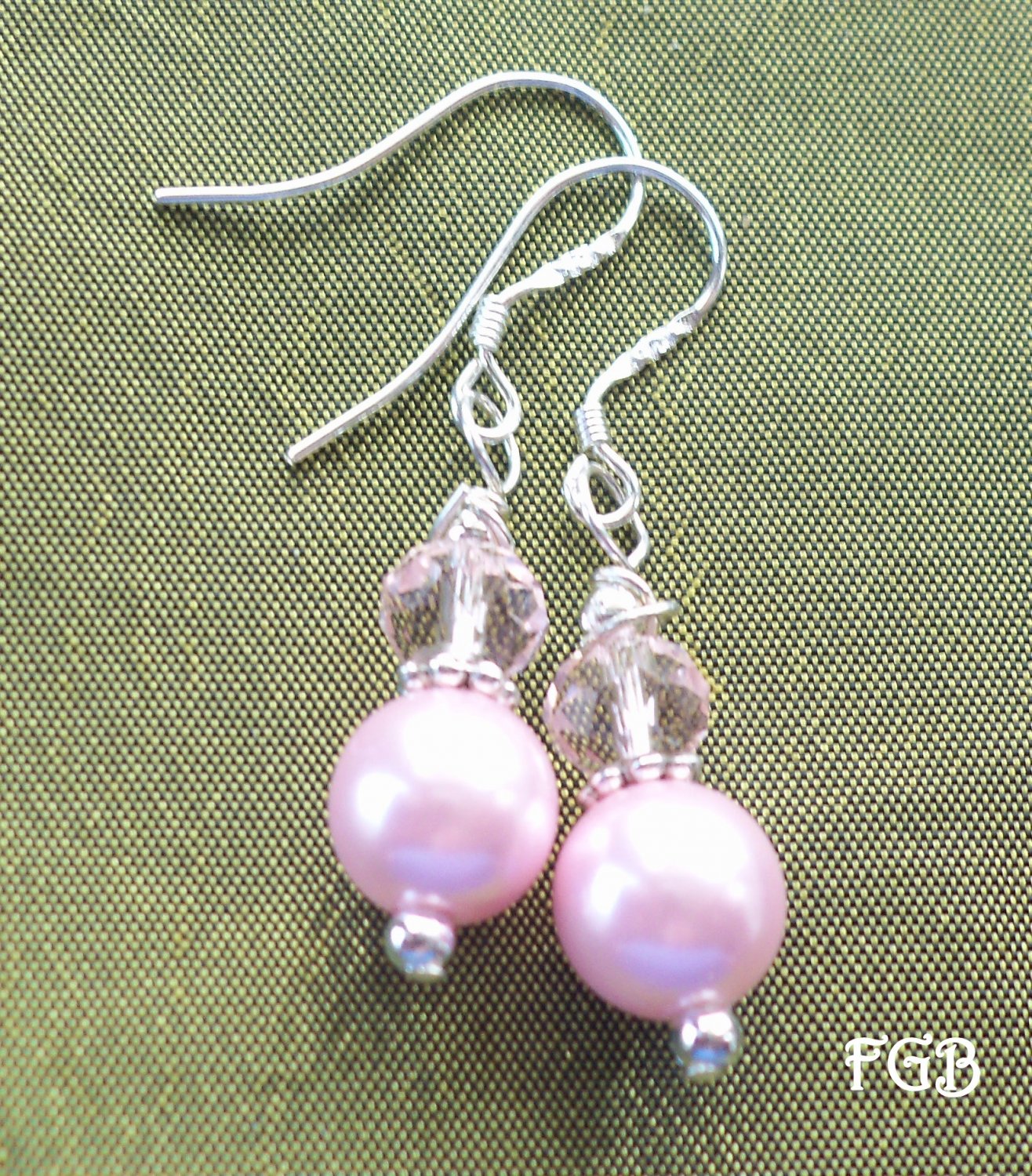 Pink pearl  sterling silver earrings