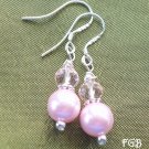 Pink pearl  sterling silver earrings