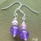 Purple jade  sterling silver earrings