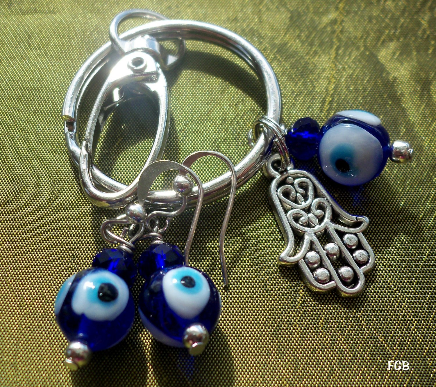 Evil eye Hamsa  Keychain earrings