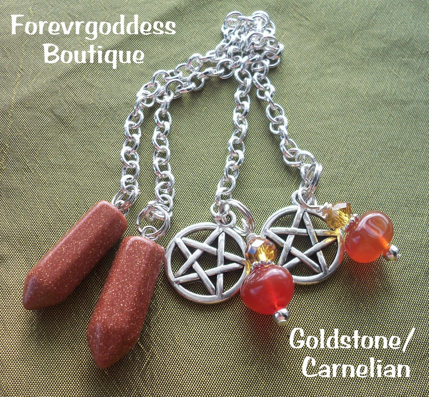 Gold stone/ Carnelian  matching  Pendulums