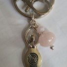 Goddess rose quartz keychain