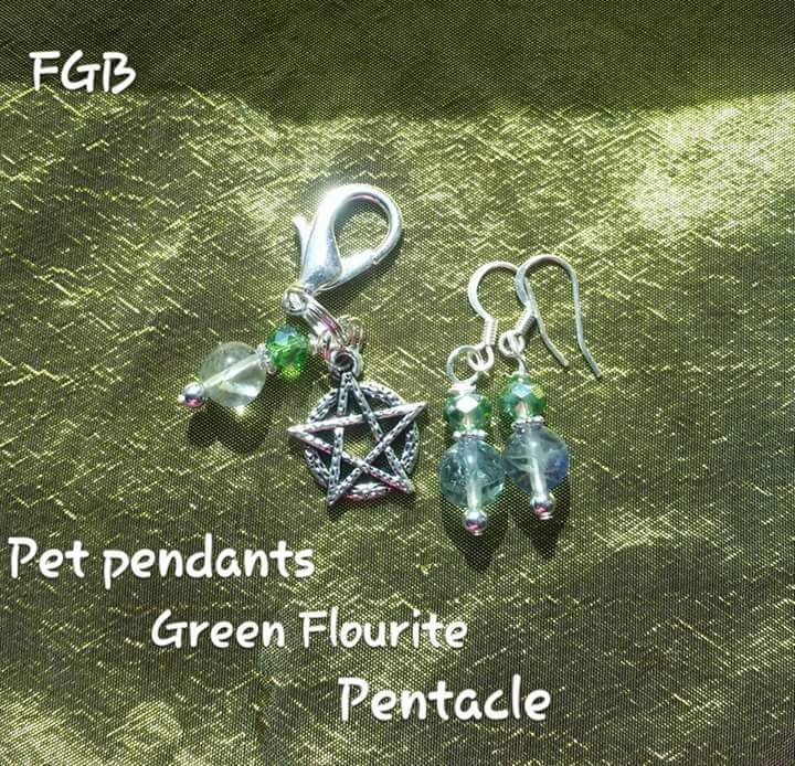 Pet pendants Green Flourite -pentacle