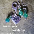 Pet pendants Green agate /aventurine blessed be