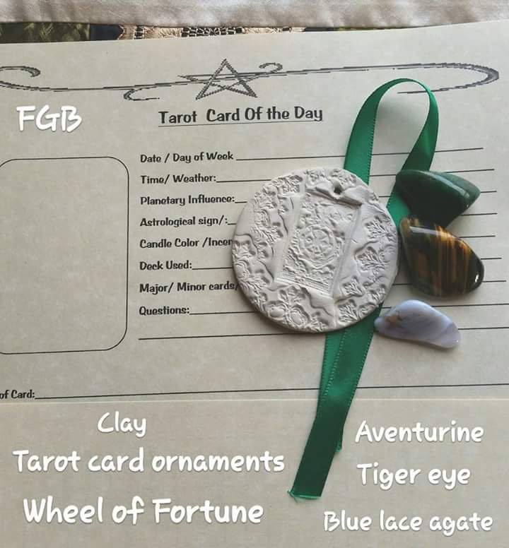 Tarot Wheel of Fortune clay ornament #01