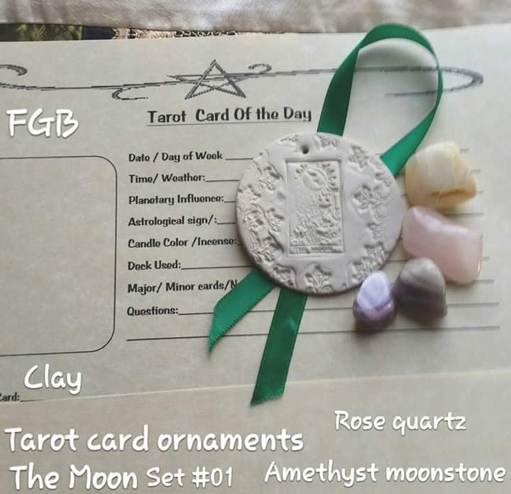 Tarot The Moon clay ornament