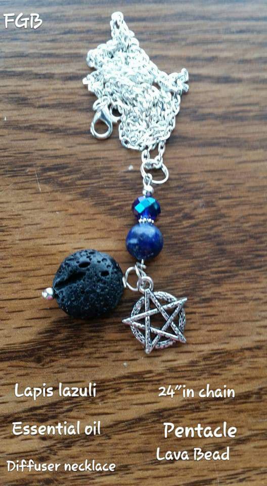 Lapis Lazuli diffusers necklace pentacle