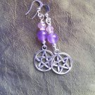 Purple Jade pentacle earrings