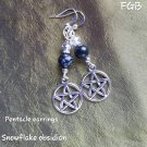 Snowflake obsidian pentacle earrings