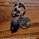 Lava stone tree of life keychain