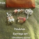 Strawberry quartz pendulum earrings set
