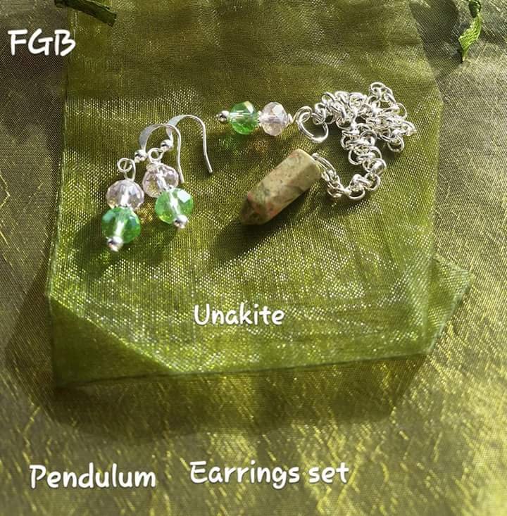 Unakite pendulum earrings set