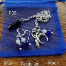 Blue goldstone pendulum earrings set