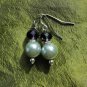 Grey purple pearl earrings