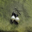 Purple and white pearl earrings