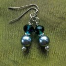 Grey  teal pearl earrings