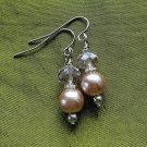 Pink pearl earrings
