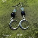 Blue goldstone moon earrings