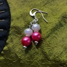 Hot pink pearl earrings
