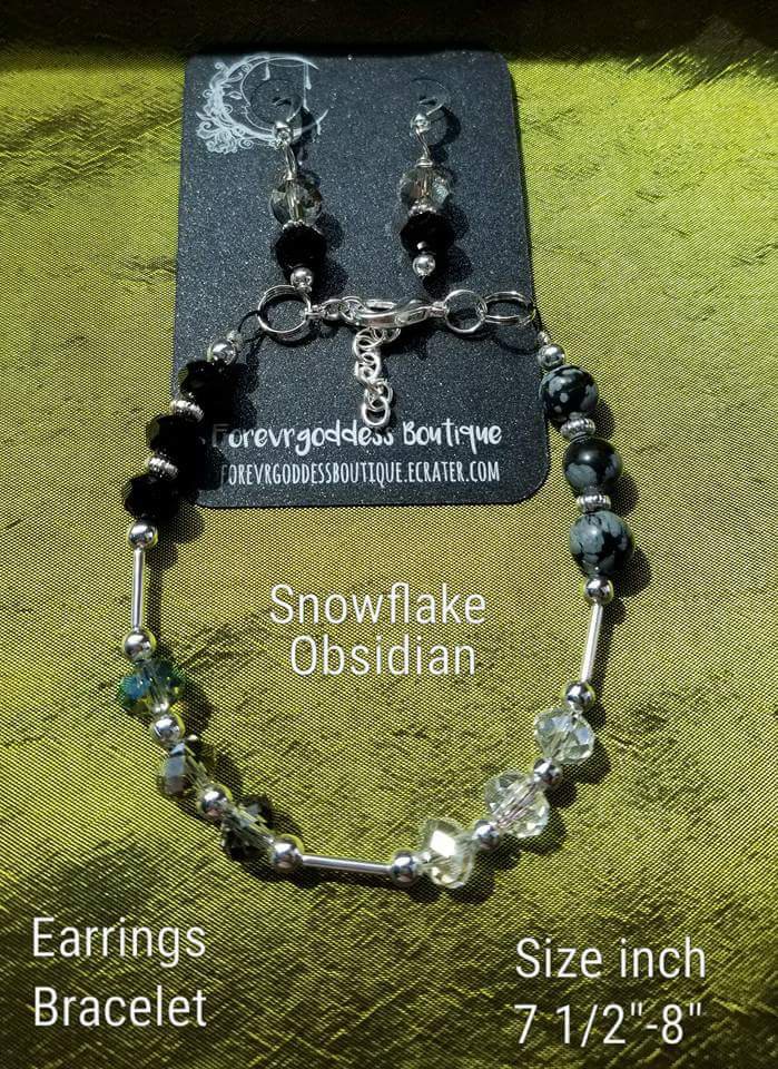 Gemstone : Snowflake Obsidian set