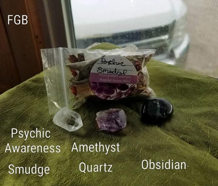 Psychic awareness smudging set#02 obsidian