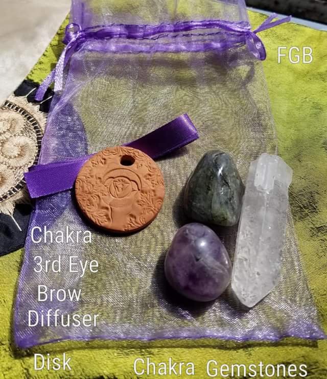 3rd eye chakra diffusers and gemstones set
