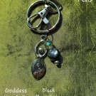 Goddess black moonstone keychain