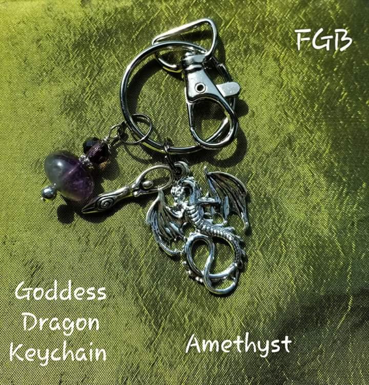 Amethyst dragon goddess keychain