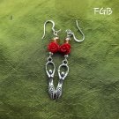Goddess red rose earrings