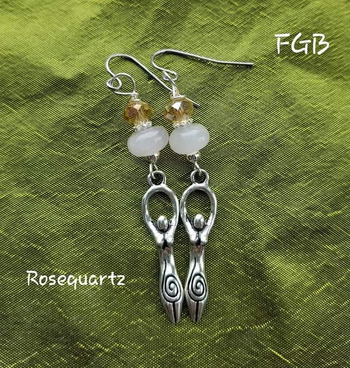 Goddess rose quartz /yellow earrings