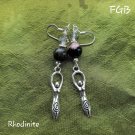 Goddess rhodonite / grey earrings