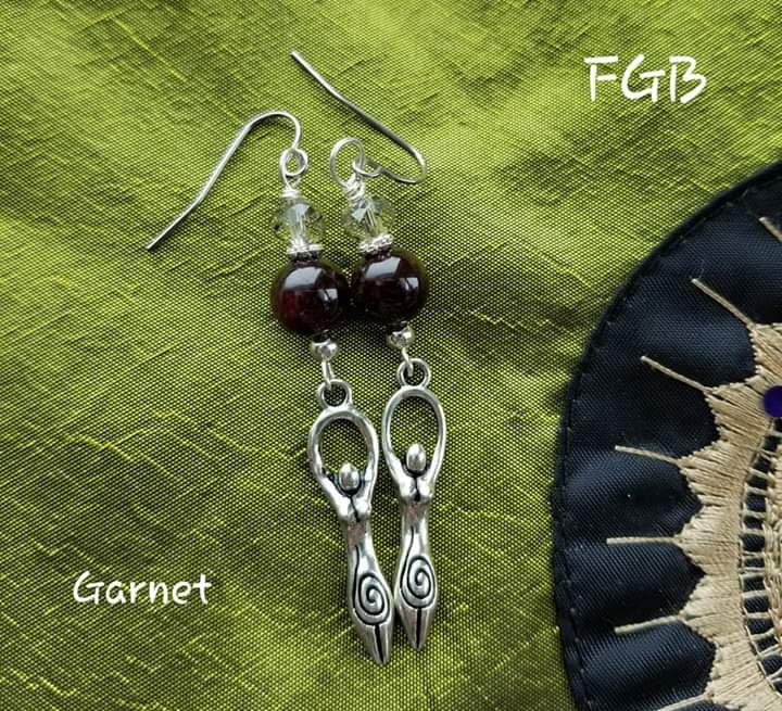 Goddest garnet /grey earrings